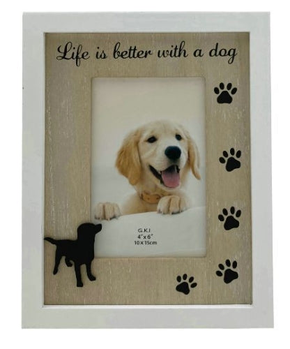 Personalized Paw Print Plaque/Photo Frame for Dog, 6" x 4"