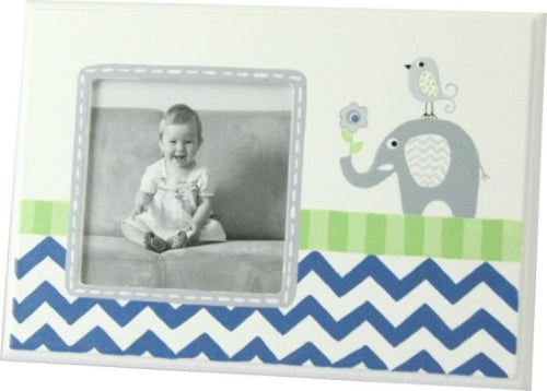 Baby Photo Frame with Blue Elephant and Bird