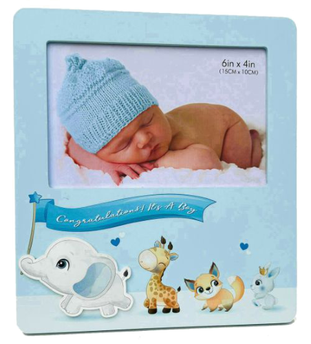Congratulation Boy Photo Frame with a Group of Animals, 6"x 4", 20x18x0.9cm (2 Colours Available)
