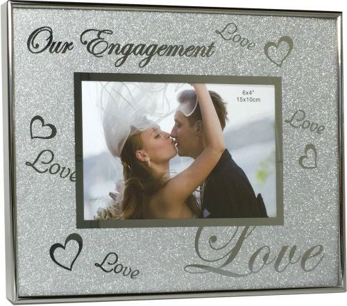 Metal Photo Frame with Heats Our Engagement - 6" x 4"
