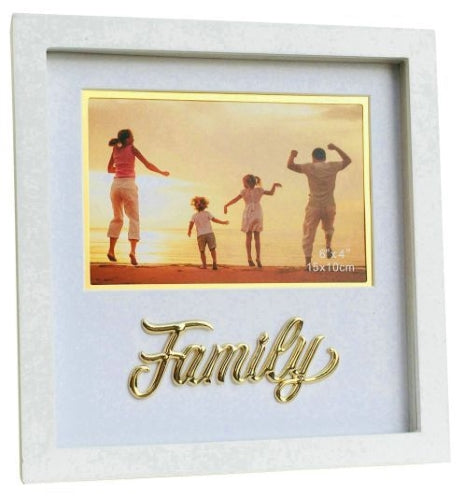 MDF White Photo Frame with Gold Raised Words , 6" x 4" (2 Variants Available)
