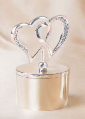 Shiny Jewelry/Accessories Box with Stand up Double Hearts on the Lid, 5x9cm