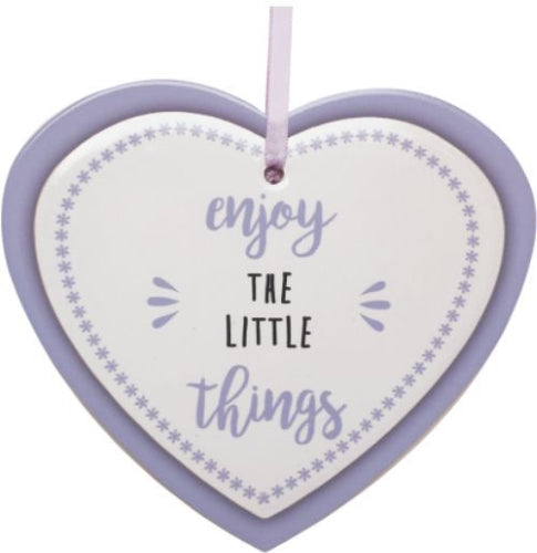 Enjoy The Little Things Heart Shape Ceramic Hanging Keepsake 16X14.5CM