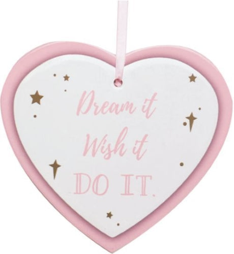 Dream It Wish It Do It Heart Shape Ceramic Hanging Keepsake 16X14.5CM