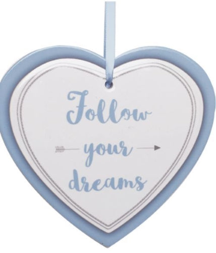 Follow Your Dreams Heart Shape Ceramic Hanging Keepsake 16X14.5CM