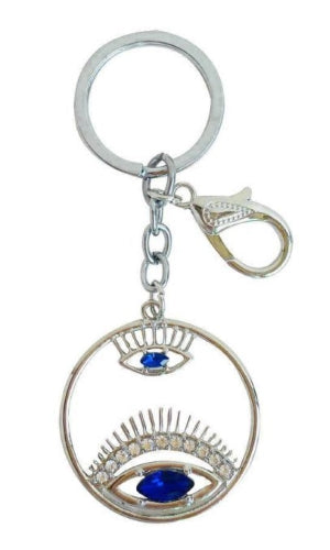 Round Twin Evil Eyes with Lashes Keyring