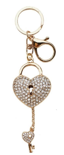 Diamante Heart Lock Keyring (2 colours available)