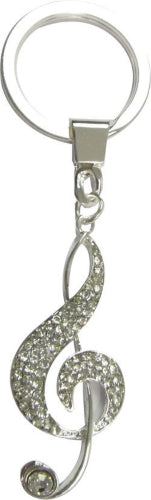 Diamante Music Note Keyring