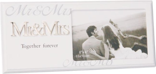 Photo Frame with Raised Mr & Mrs Writing - 6" x 4"