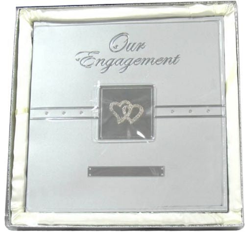 Engagement Album with 2x Hearts - 33.8x33.2cm, 18 Self-Adhesive Sheets: 32.5x28cm, Acid Free, Post Bound, 2 Information Pages, Gift Box