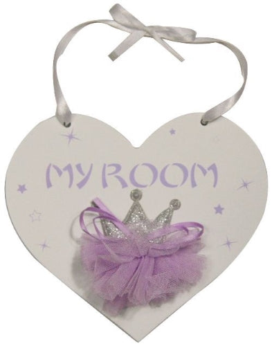 My Room Heart Shape Plaque with Flower Purple