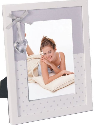 Feminine Design Photo Frame with a Crystal Heart Charm, 5"x7" 24/C