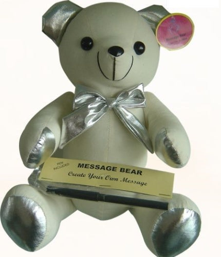 Silver Message Bear & Signature Pen 10.5"
