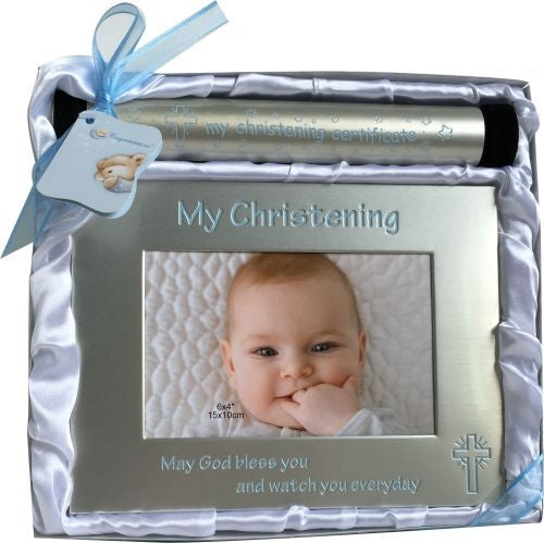 My Christening 6" x 4" Photo Frame and Certificate Holder Gift Set (3 colours available)