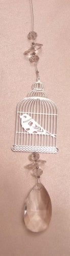 Suncatcher With Birdcage And Clear Rain Drop Stone, (Variants: no Box/Gift Box)