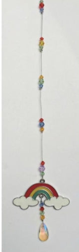 Rainbow with Clouds Suncatcher with Raindrop Stones (2 Variants Available)