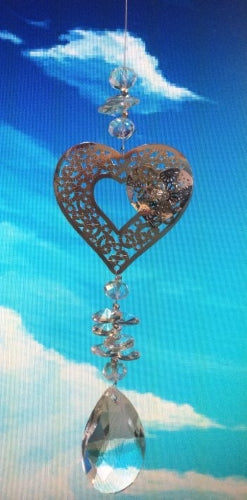 Suncatcher With Heart And Clear Rain Drop Stone (Variants: no Box/Gift Box)