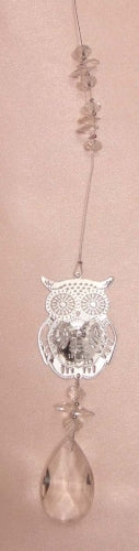 Suncatcher With Owl And Clear Rain Drop Stone (Variants: no Box/Gift Box)