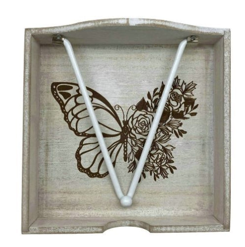 MDF Butterfly Napkin Holder, 18.5x18.5x6.5cm