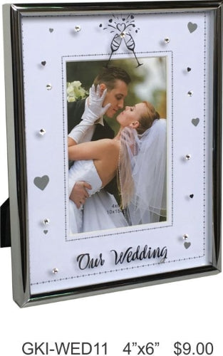 Metal Photo Frame with Hearts, Our Wedding - 6" x 4"