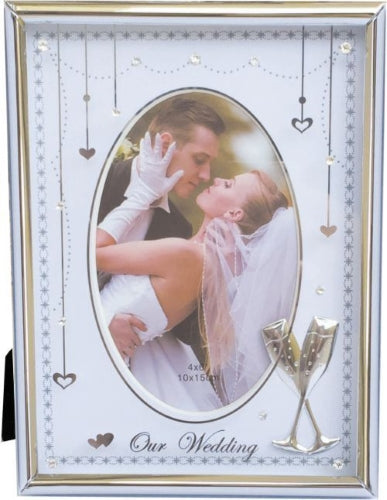 Photo Frame with Floating Hearts Our Wedding - 6" x 4"
