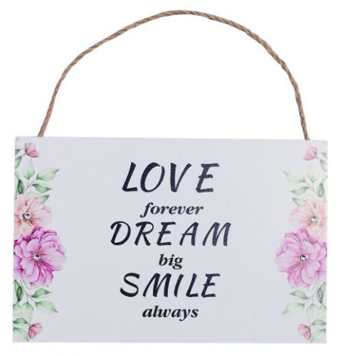 Inspiring Quotes Hanging Plaque with Flowers, 23x15x0.6cm (6 Variants Available)