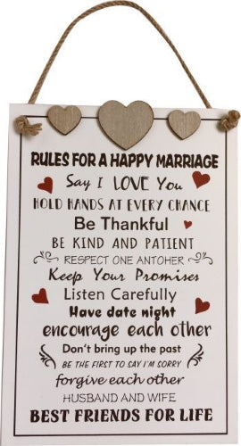 Marriage Rules Hanging Plaque 24x35.5cm