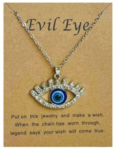 Evil Eye with Lashes Fashion Necklace - silver