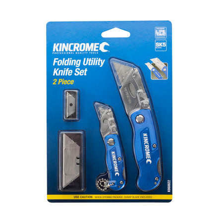 Kincrome Folding Utility Knife Set 2 Piece Lock-Back - pack