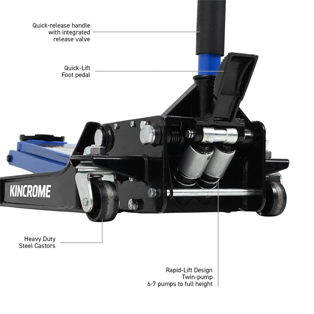 Kincrome Hydraulic Garage Jack - Super Low Profile 1100kg K12164