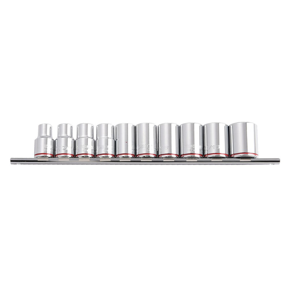 Kincrome Socket Rail 10 Piece (Mirror Polish) - Imperial (3 Sizes Available)