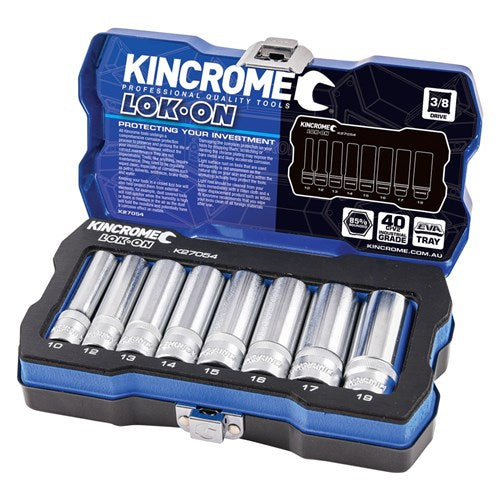 Kincrome Lok-On Socket Set 8 Piece 3/8" Drive - Metric