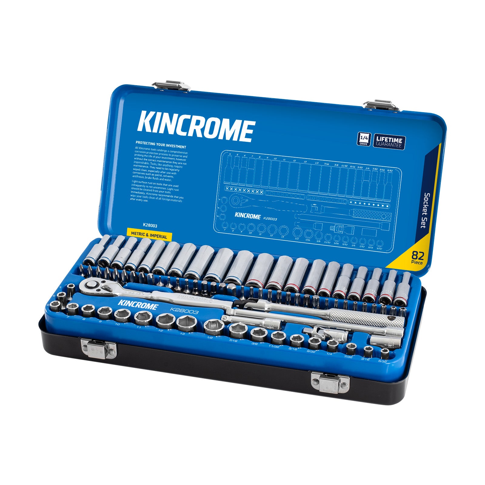 Kincrome Socket Set 82 Piece 1/4" Drive - Metric & Imperial