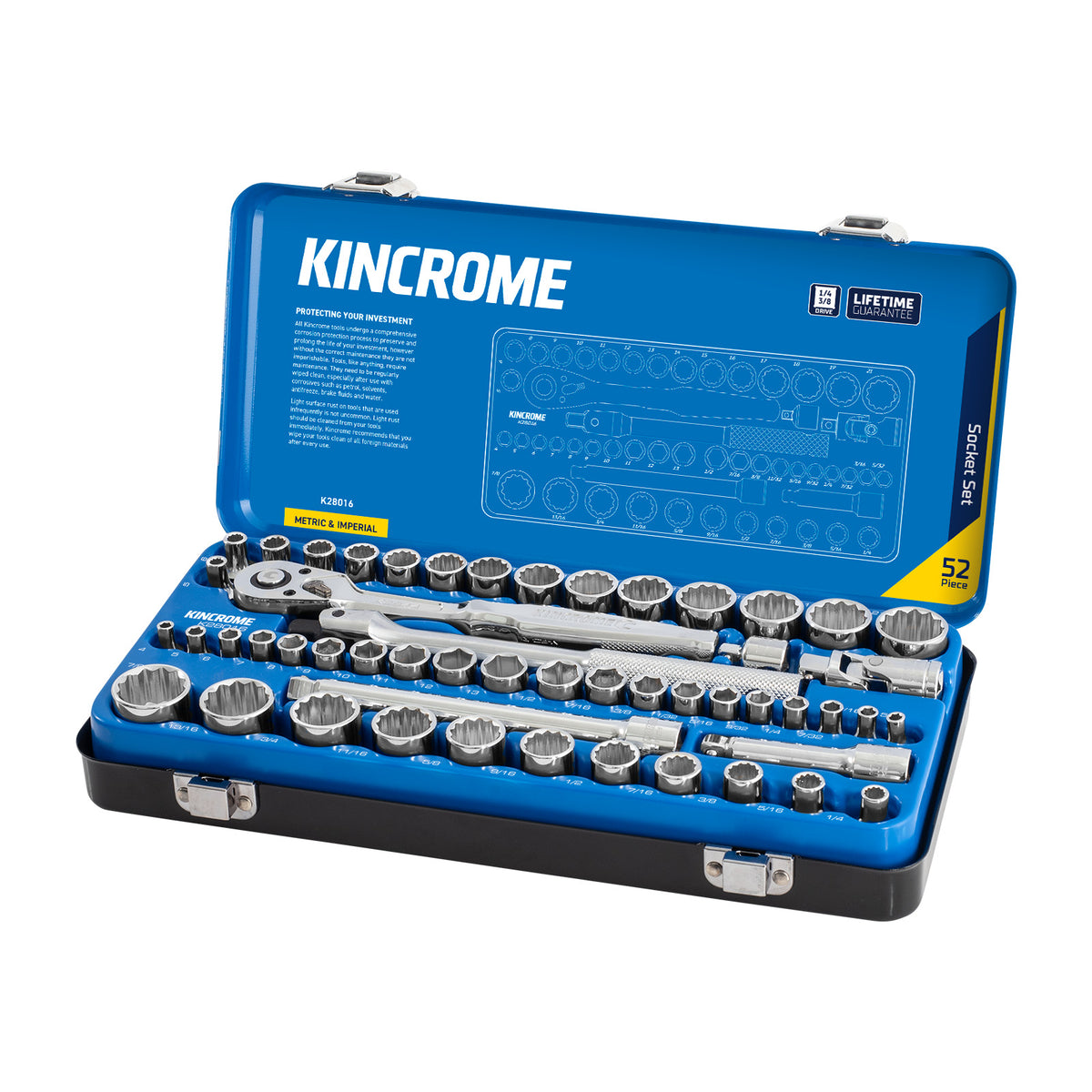 Kincrome Socket Set 52 Piece 1/4 & 3/8" Drive - Metric & Imperial