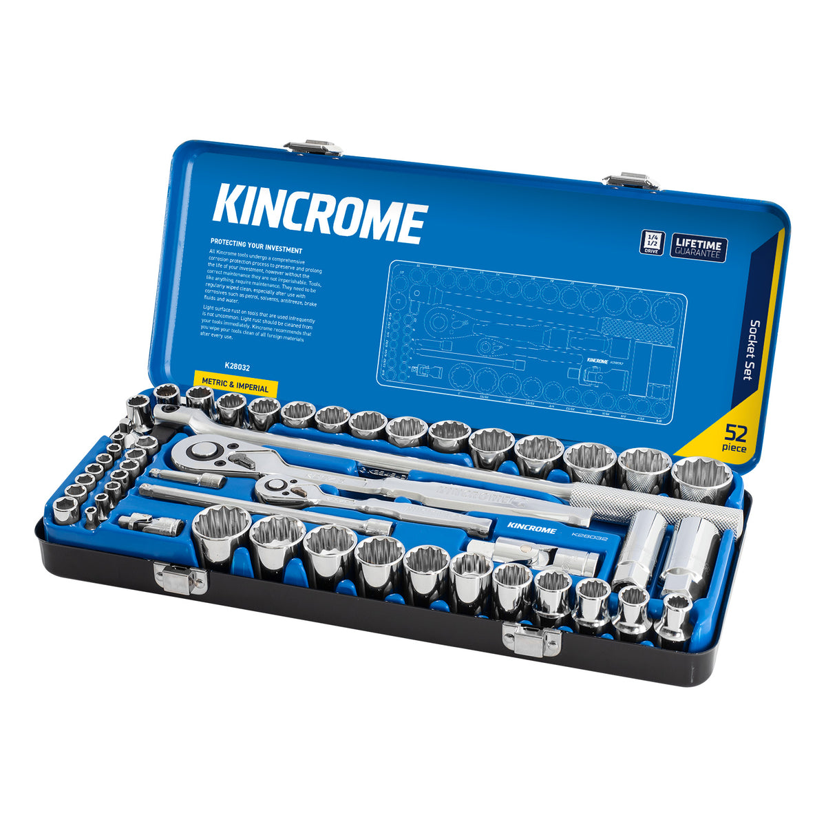 Kincrome Socket Set 52 Piece 1/4 & 1/2" Drive - Metric & Imperial