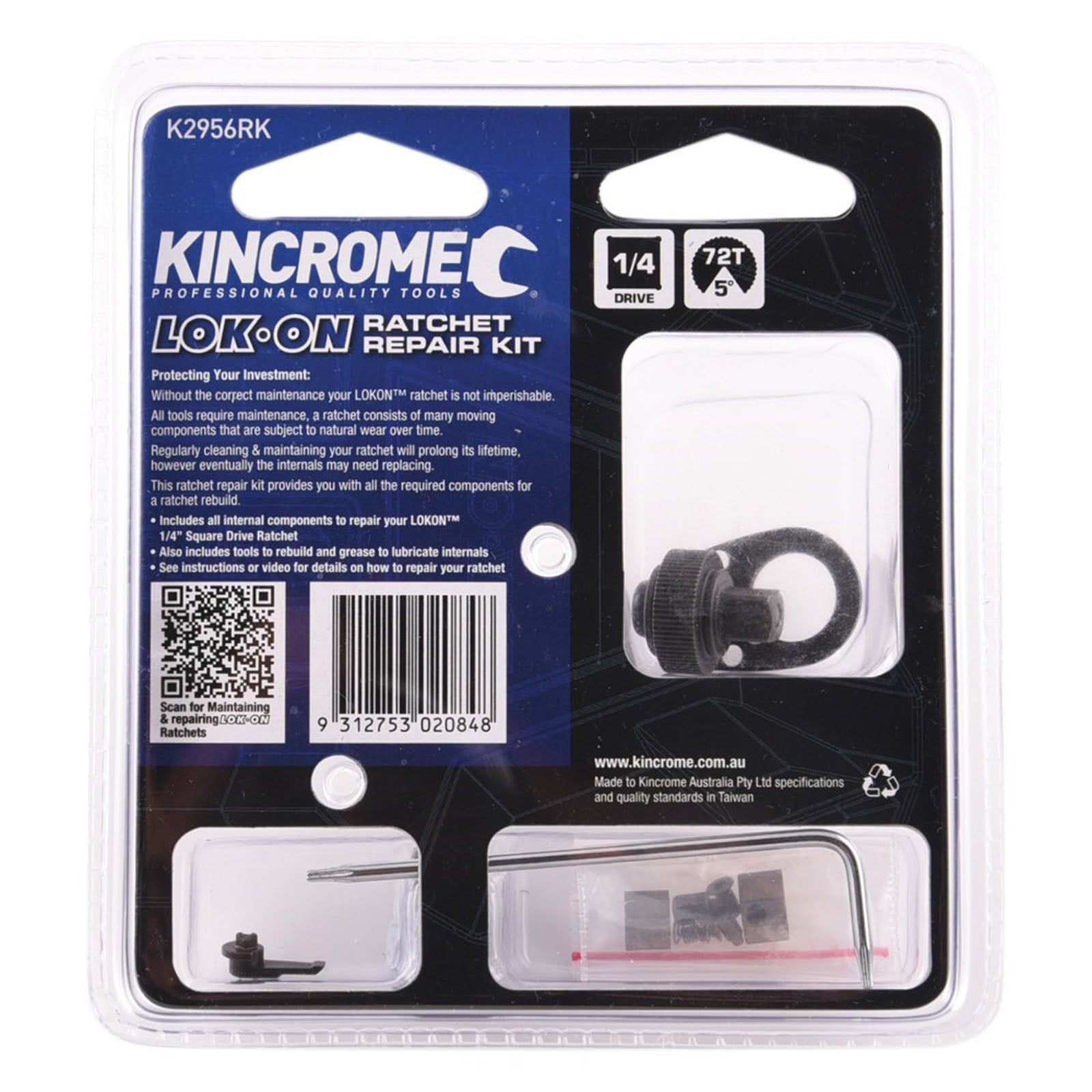 Kincrome Lok-On Ratchet Maintenance Kit 1/4" Drive To Suit K2956 2