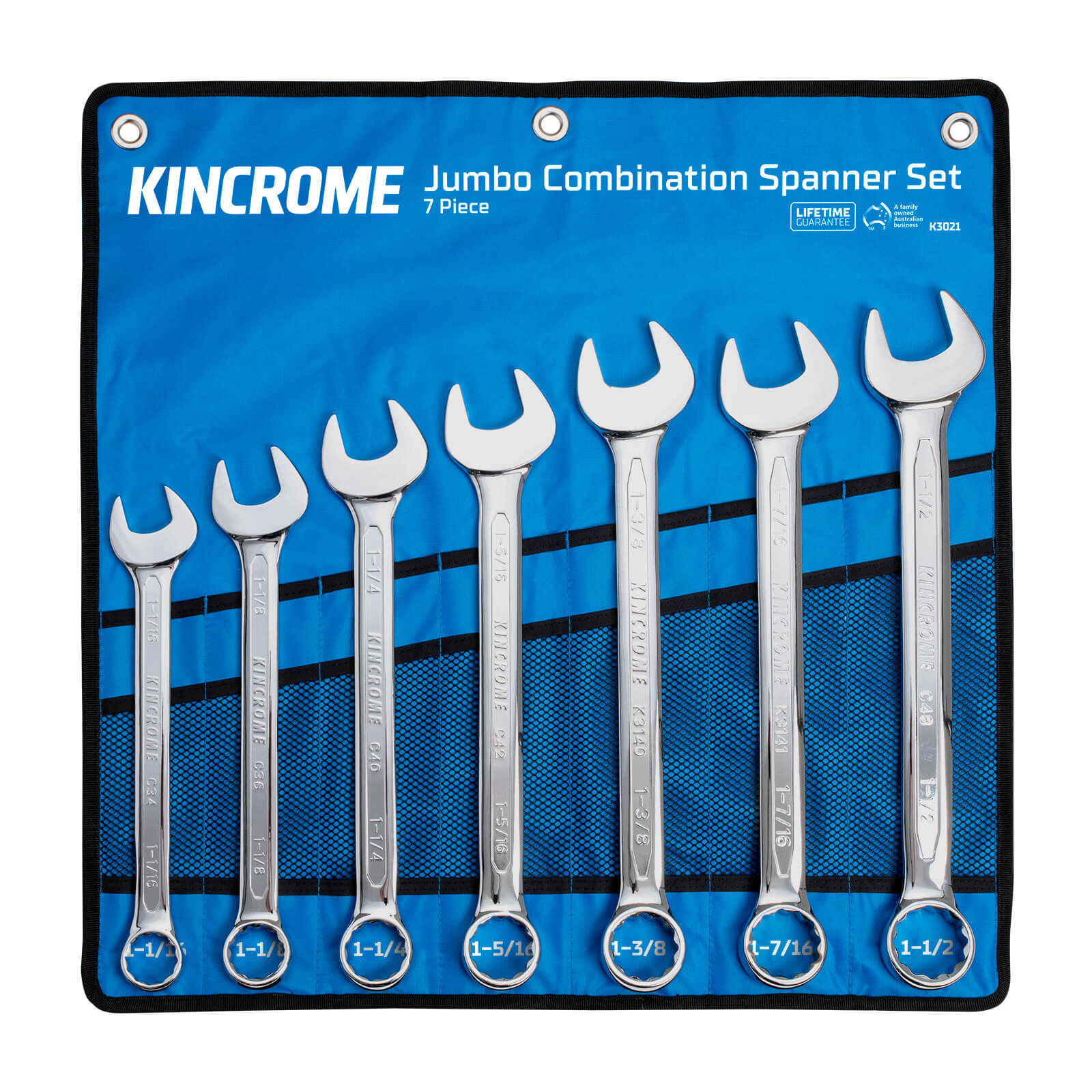 Kincrome Jumbo Combination Spanner Set 7 Piece (Imperial)