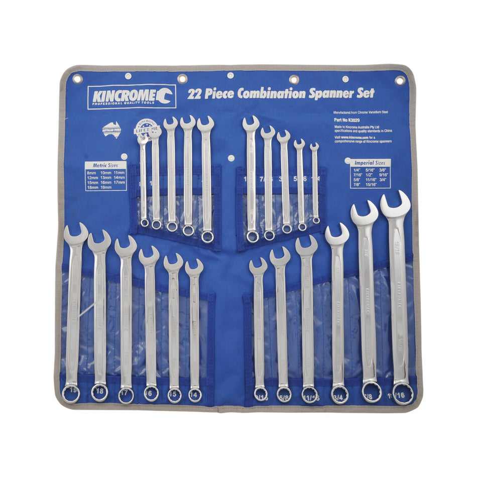 Combination Spanner Set 22 Piece - Metric/Imperial