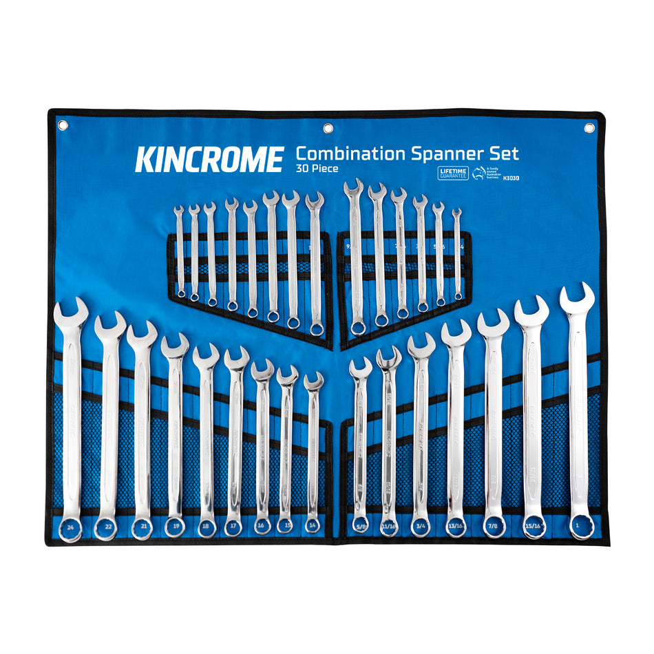 Kincrome Combination Spanner Set 30 Piece - Metric/Imperial