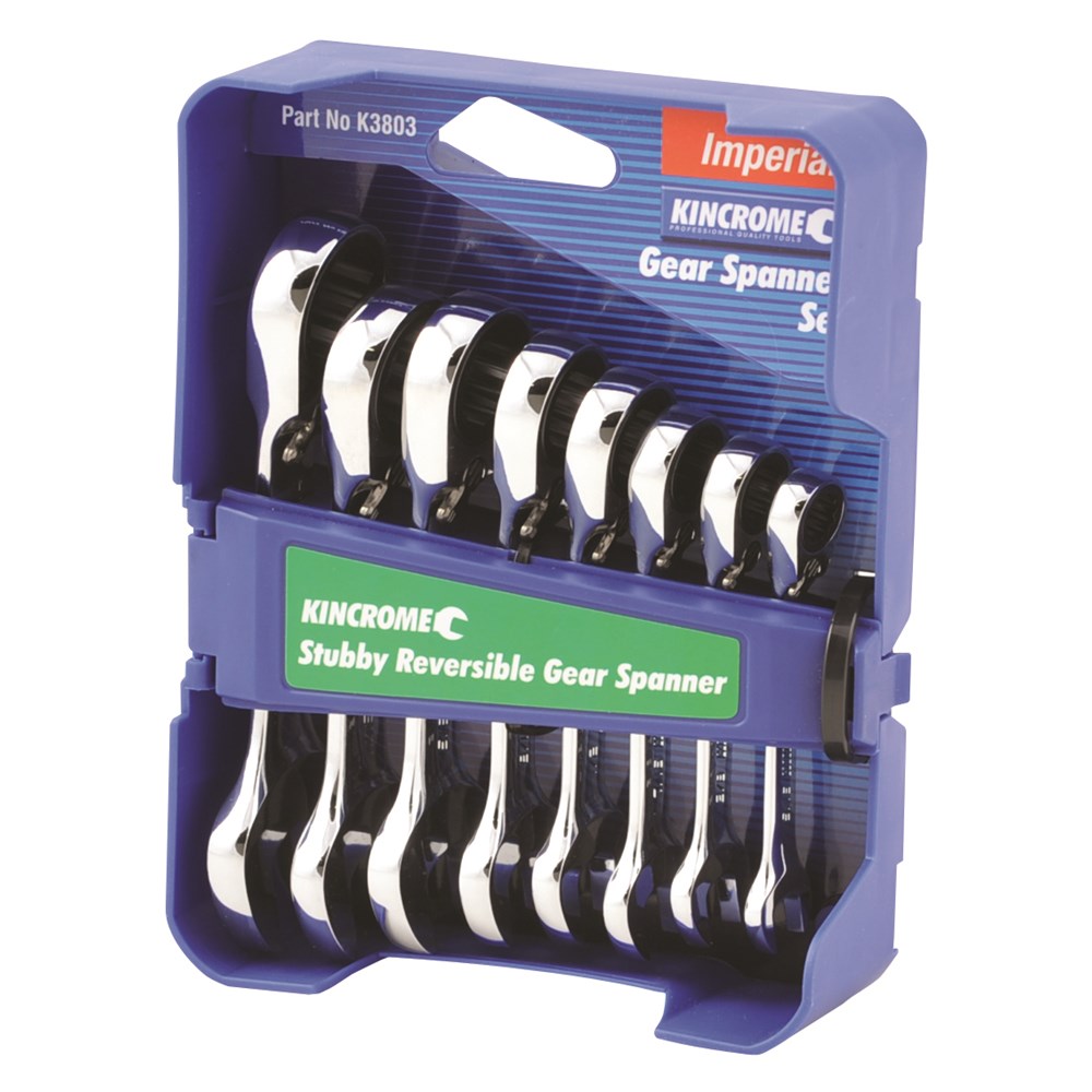 Kincrome Combination Stubby Gear Spanner Set 8 Piece - Imperial - set