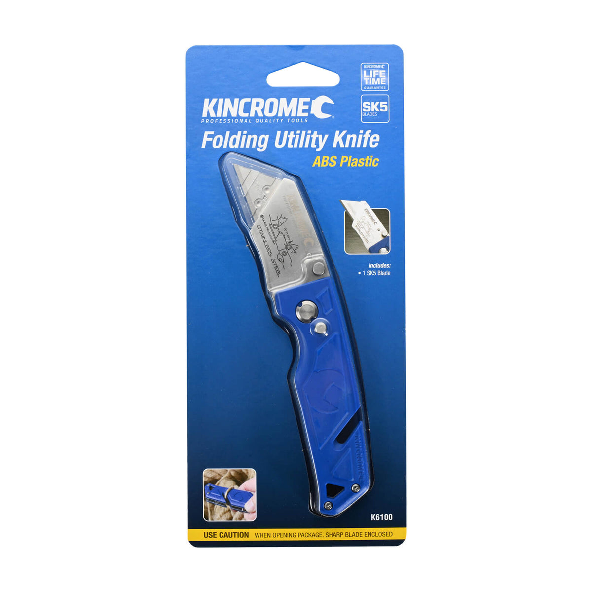 Kincrome Folding Utility Knife Plastic - pack