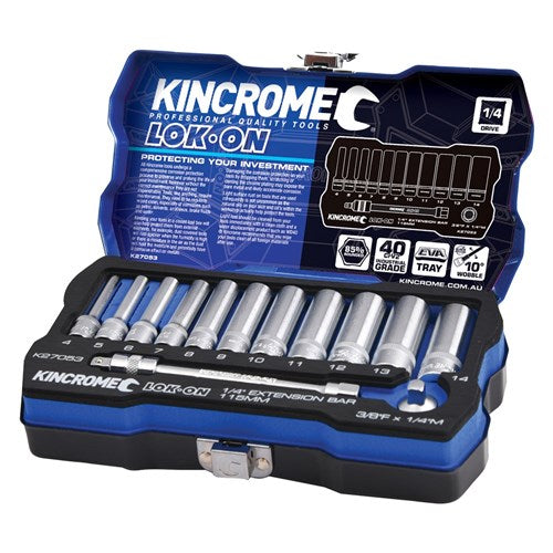 LOK-ON™ SOCKET & EXTENSION SET 13 PIECE 14 DRIVE - METRIC 1