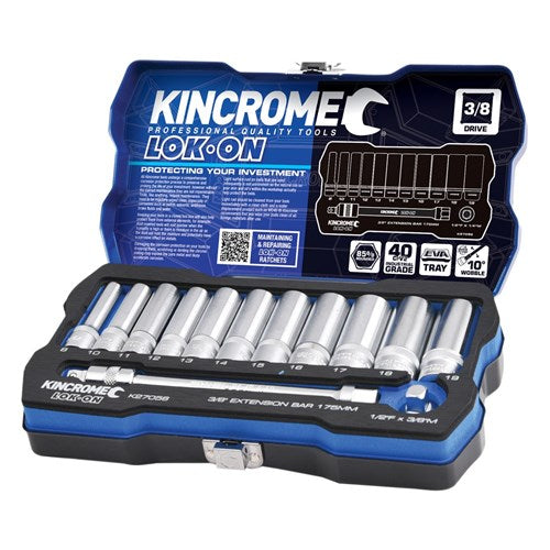 LOK-ON™ SOCKET & EXTENSION SET 13 PIECE 38 DRIVE - METRIC 1