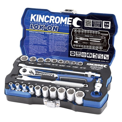 LOK-ON™ SOCKET SET 24 PIECE 14 DRIVE - METRIC & IMPERIAL 1