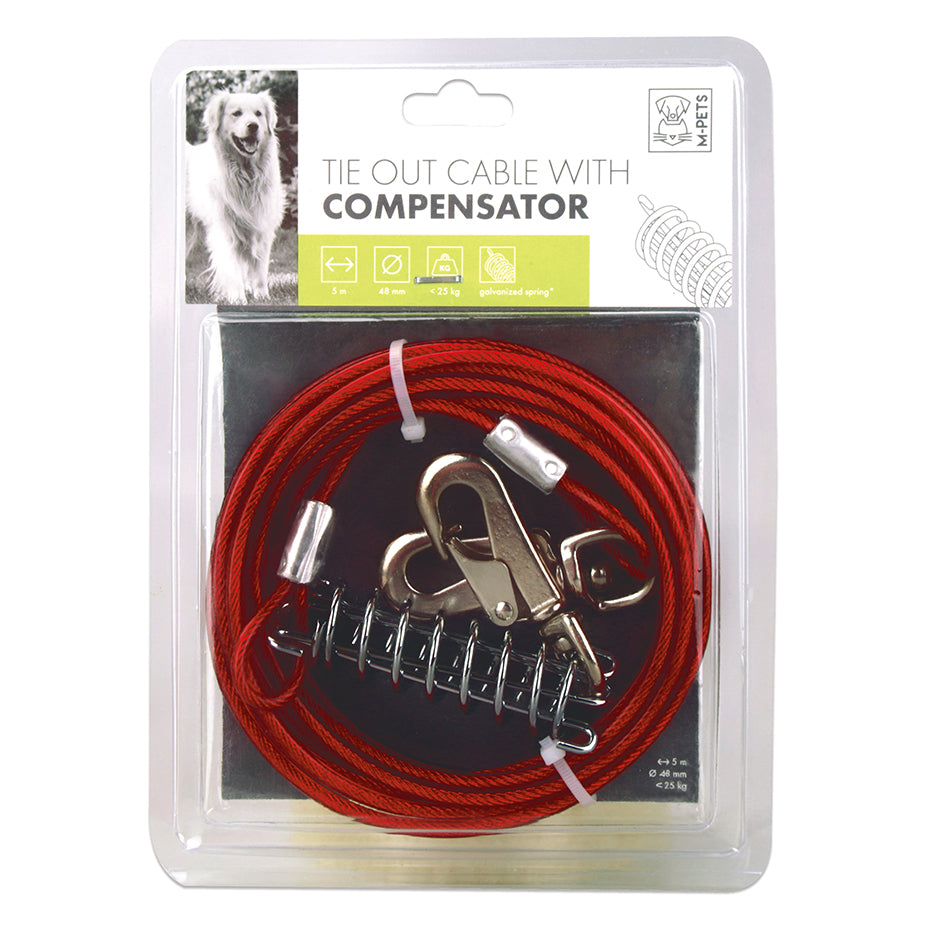M-PETS Tie Out Cable With Compensator 4.8mm Diameter - 25 Kg (3 sizes available)