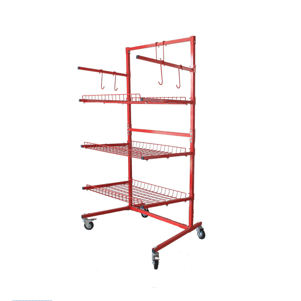 Multi Level Parts Cart - 3 Shelve 89 x 76 x 185cm with Hooks