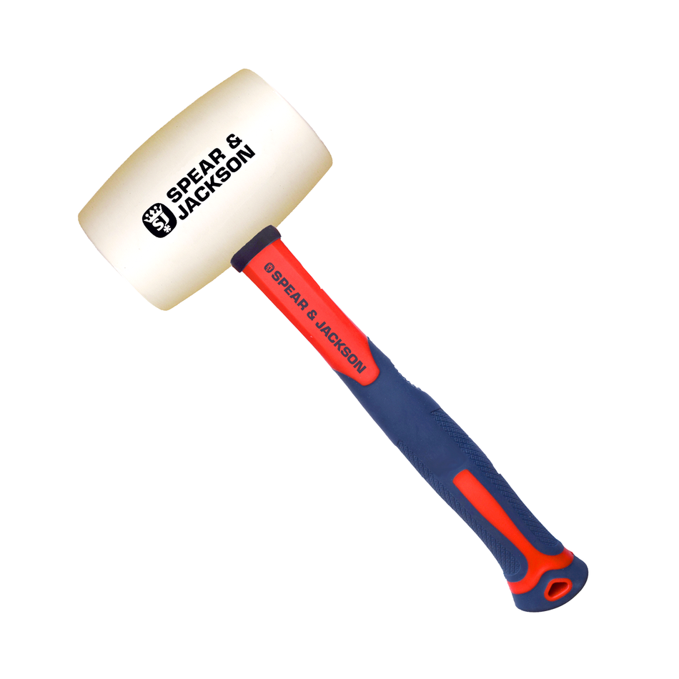 CLEARANCE- Spear & Jackson Rubber Mallet White Fibreglass Handle (3 Sizes Available)