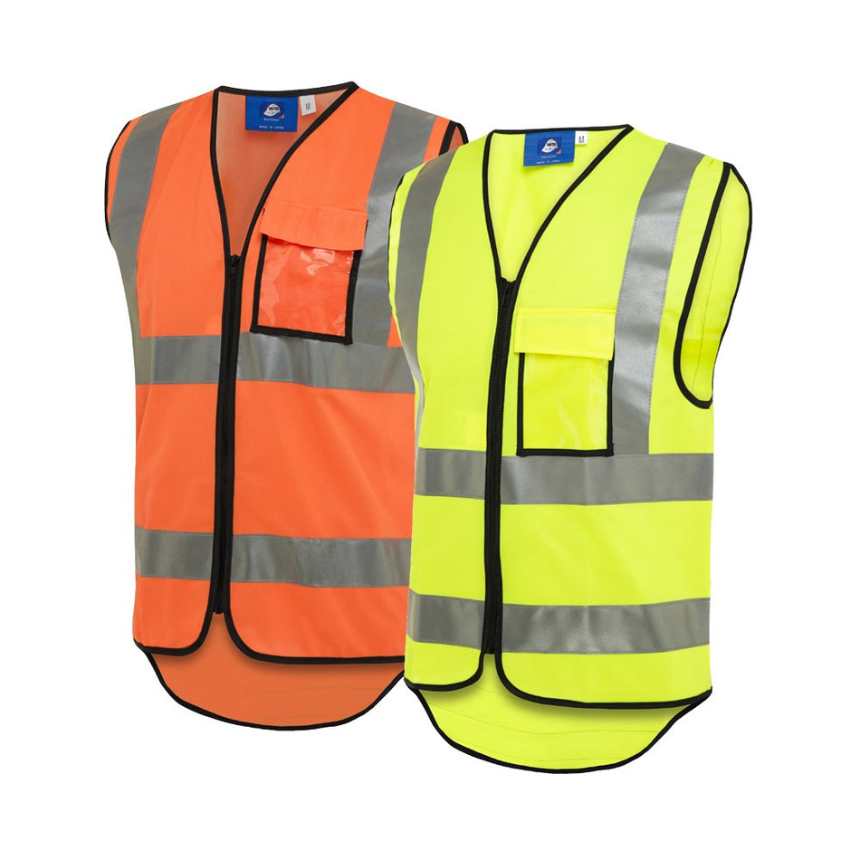 DISCONTINUED - WS Workwear Orange/Lime Hi-Vis Safety Vest with Reflective Tape - S-4XL