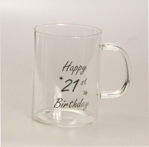 21st Birthday Printed Glass Mug