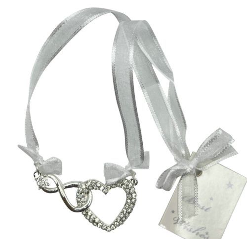 Diamante Heart and Infinity Charm - Silver